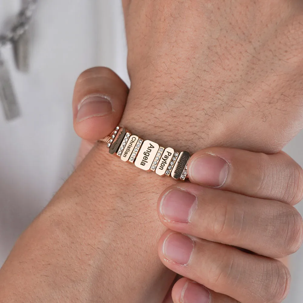 Christmas Gift Flex Snake Chain Bracelet With Custom Diamond Family Beads