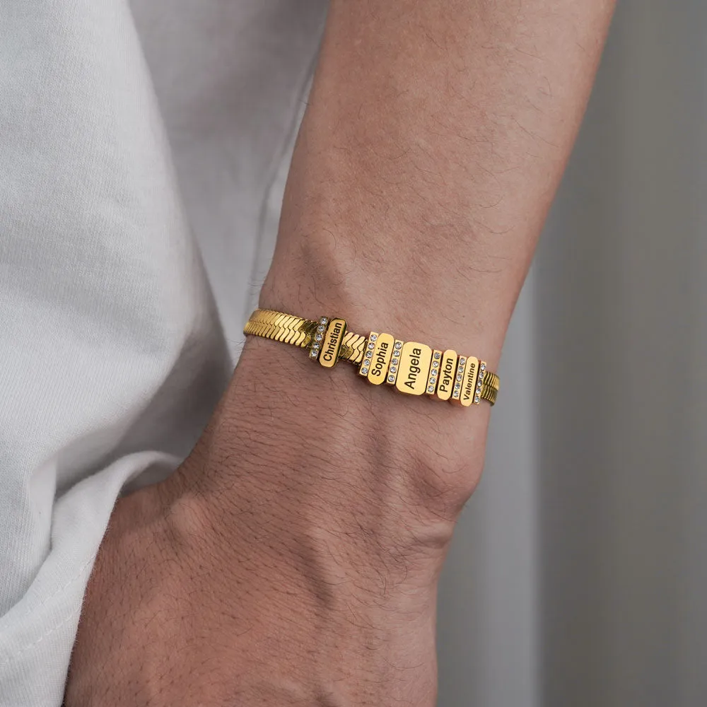 Christmas Gift Flex Snake Chain Bracelet With Custom Diamond Family Beads