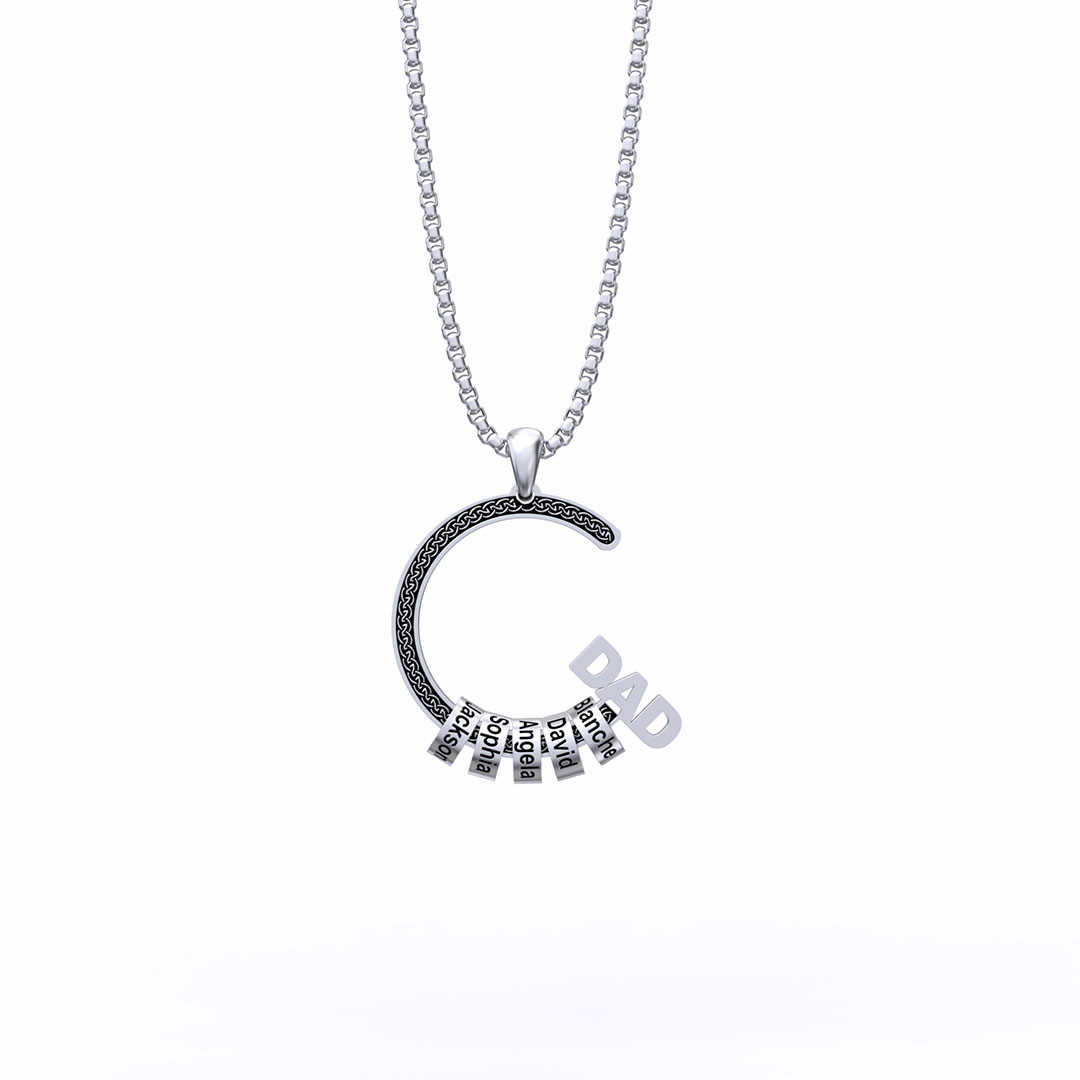 Father's Day DAD & Child Charm Necklace With Custom Name Beads