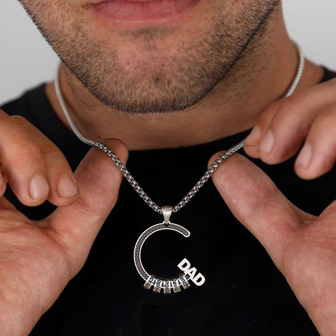 Father's Day DAD & Child Charm Necklace With Custom Name Beads