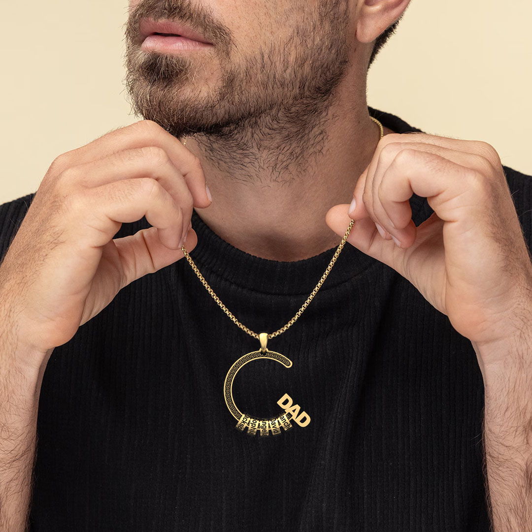 Father's Day DAD & Child Charm Necklace With Custom Name Beads