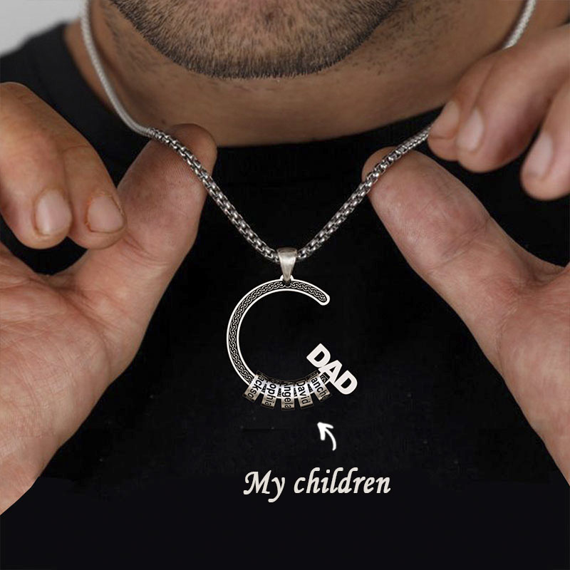 Father's Day DAD & Child Charm Necklace With Custom Name Beads
