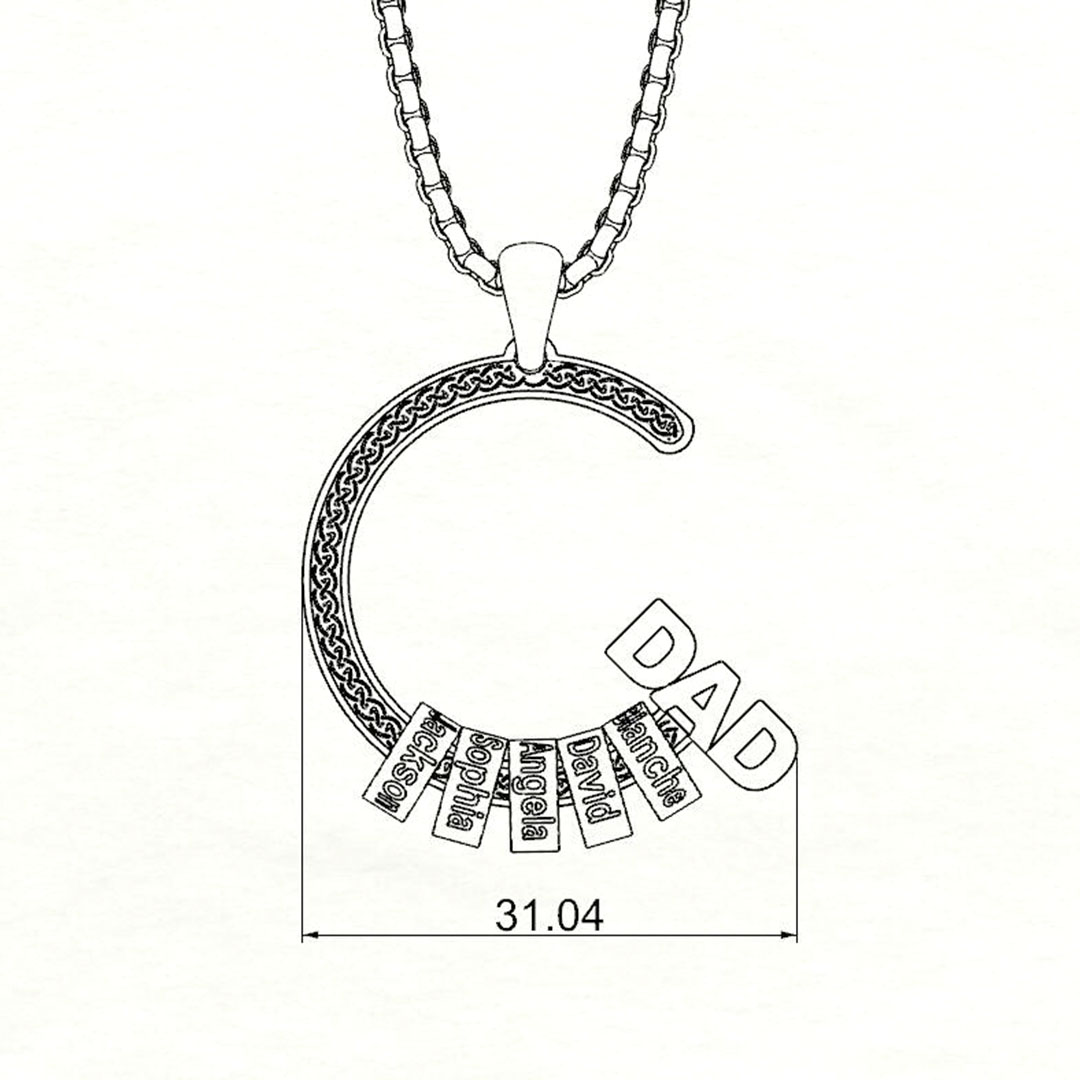 Father's Day DAD & Child Charm Necklace With Custom Name Beads