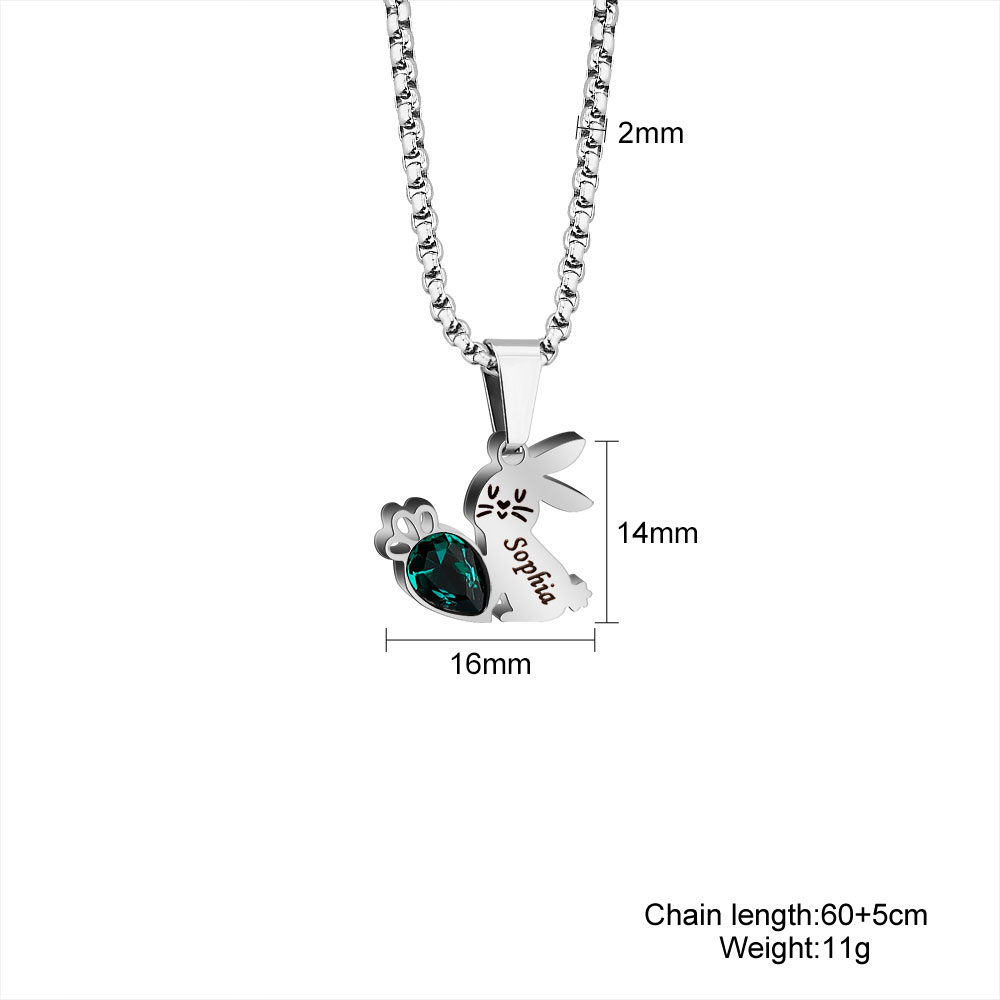 Easter Gifts Personalized Bunny Name Birthstone Necklace