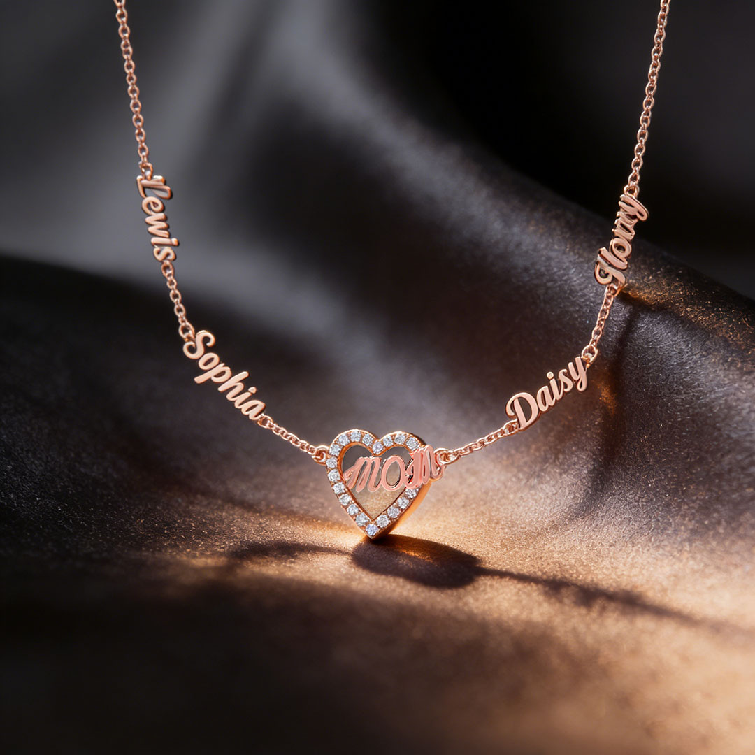 "Love mom" Multiple Name Necklace, Mother's Day Gift