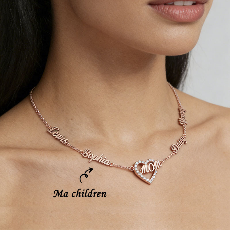"Love mom" Multiple Name Necklace, Mother's Day Gift
