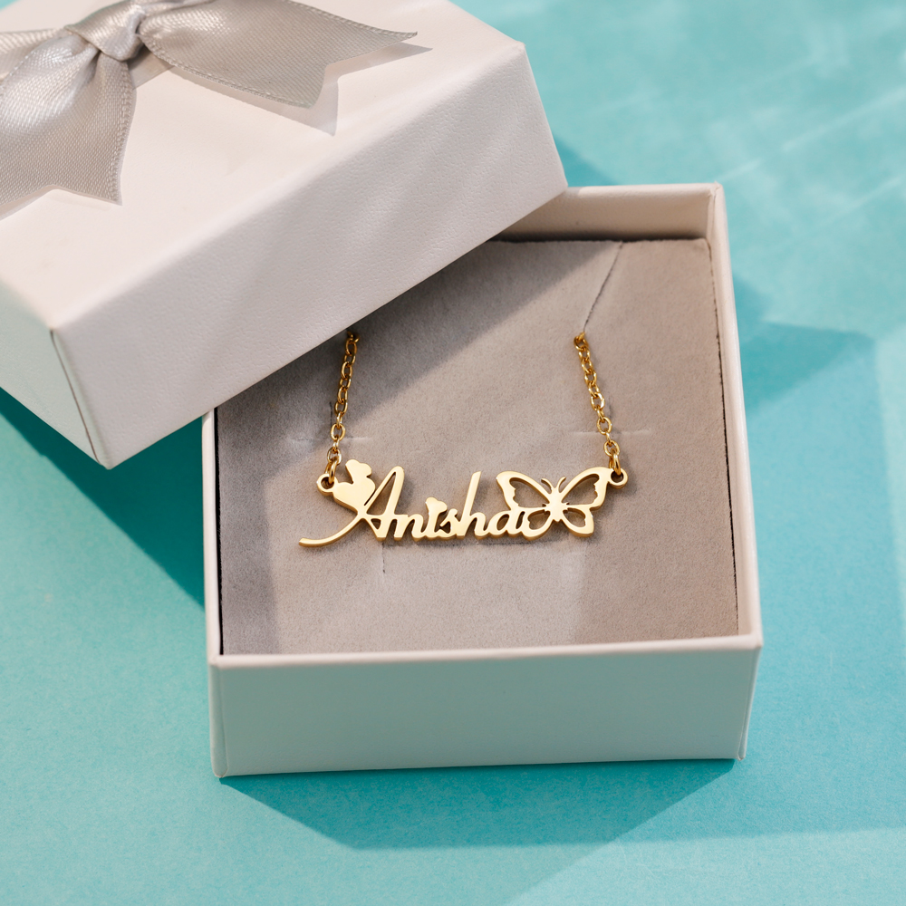 Christmas Gift For Daughter Custom Hollow Butterfly Name Necklace