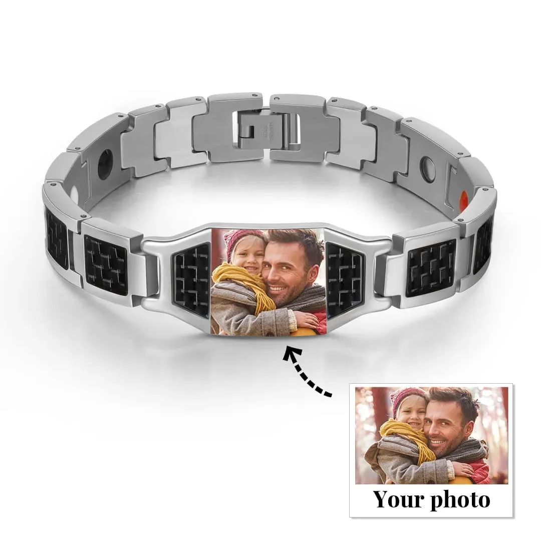 Customizable Titanium Steel Carbon Fiber Photo Bracelet