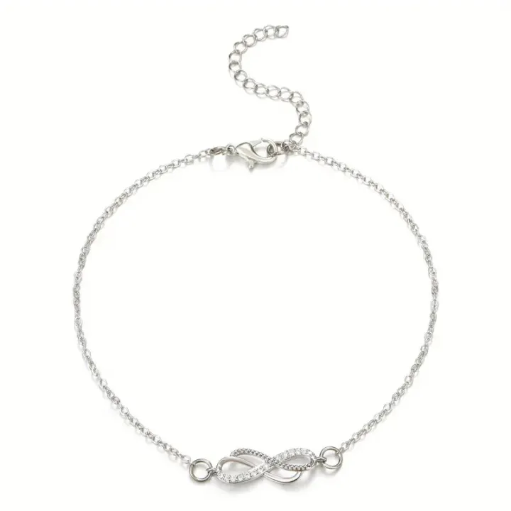 Infinity 8 Character Thin Chain Anklet Adjustable Summer Beach Foot Jewelry Decor Simple Style Ankle Bracelet