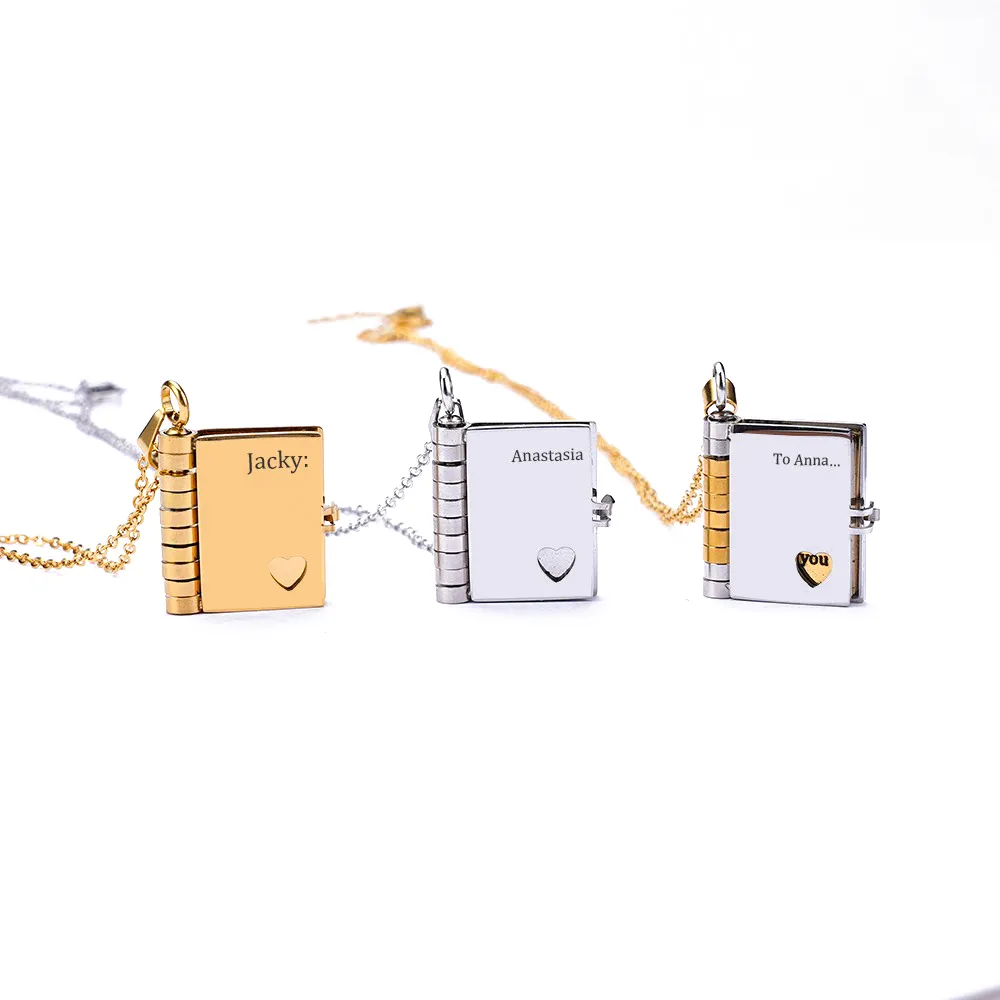 Christmas Gift Personalized Book Locket Necklace