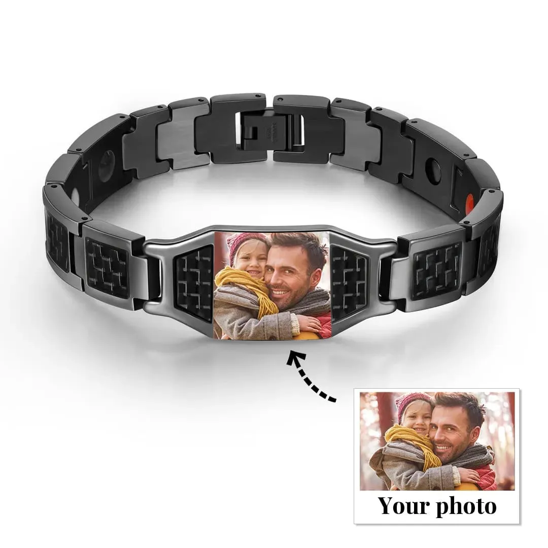 Customizable Titanium Steel Carbon Fiber Photo Bracelet