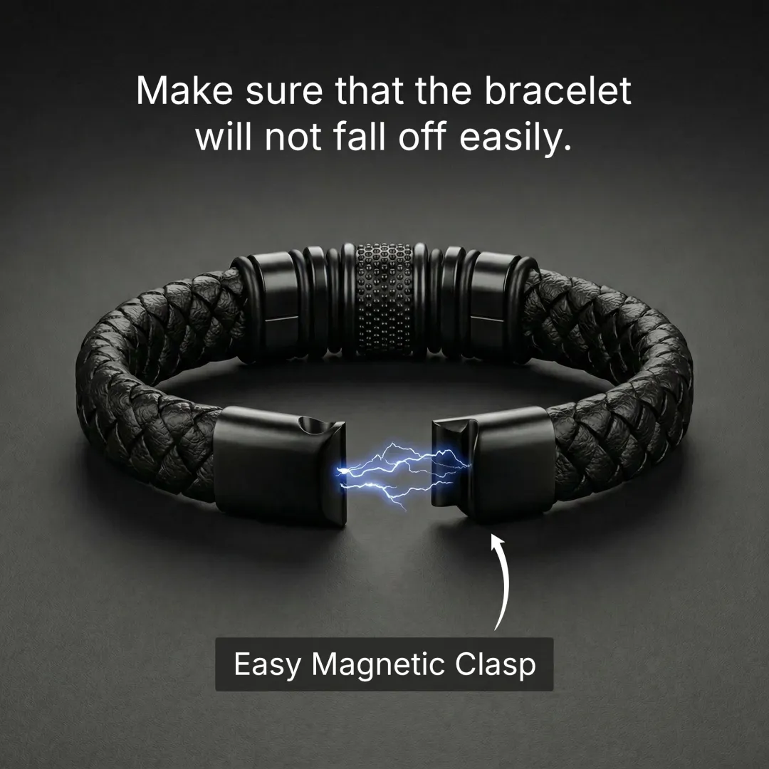 Personalized Family Name Magnetic Braided Leather Bracelet