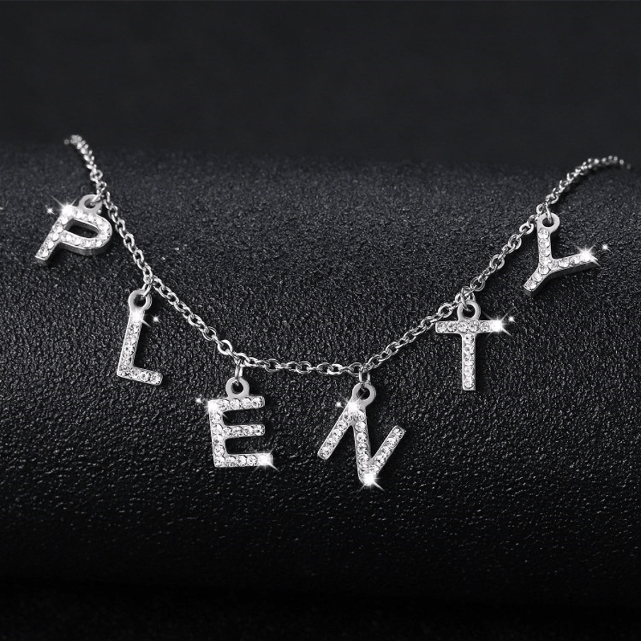 Christmas Gift Iced Out Letter Name Necklace Sparkling Necklace MelodyNecklace
