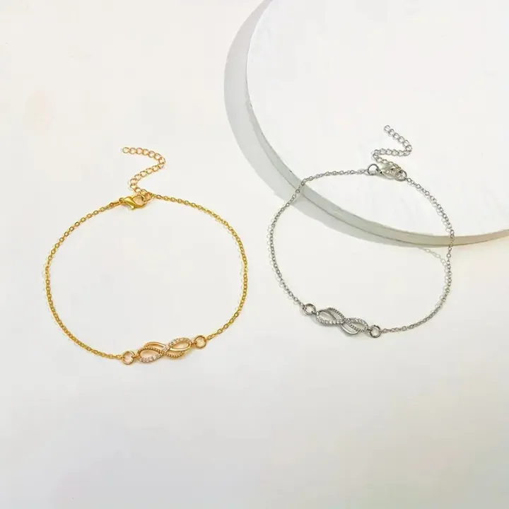 Infinity 8 Character Thin Chain Anklet Adjustable Summer Beach Foot Jewelry Decor Simple Style Ankle Bracelet