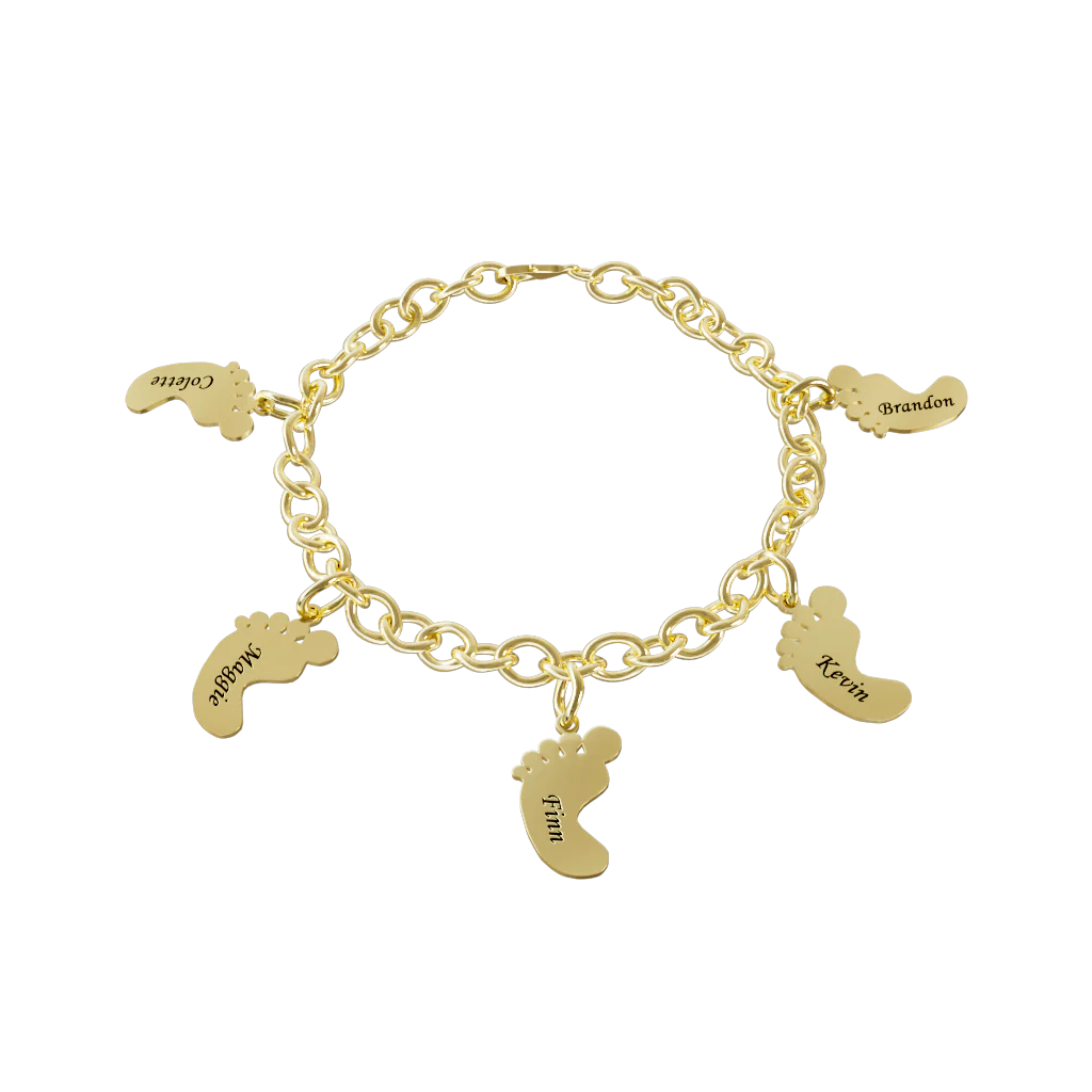 Mother's Day Link Chain Bracelet with Baby Foot Charms