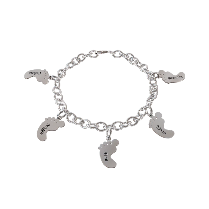 Mother's Day Link Chain Bracelet with Baby Foot Charms