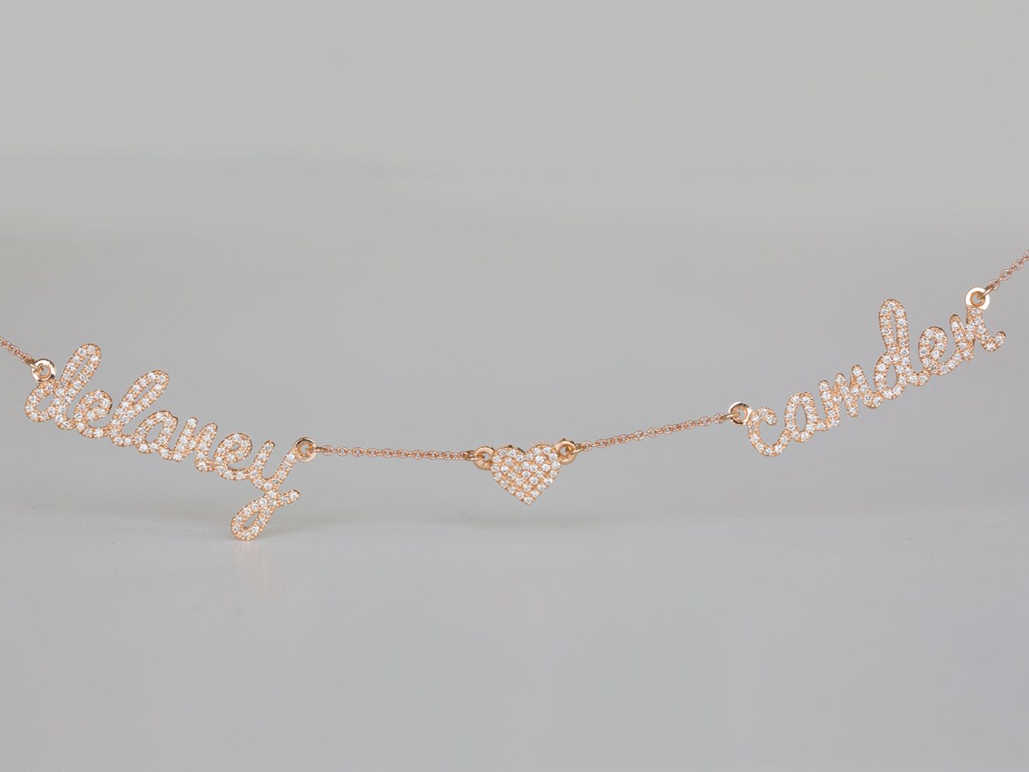 Personalized Diamond Heart Name Necklace