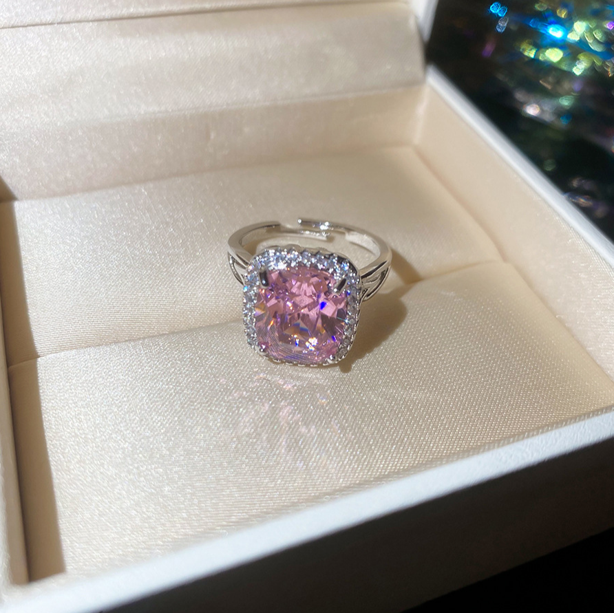 Pink Cushion Cut ring