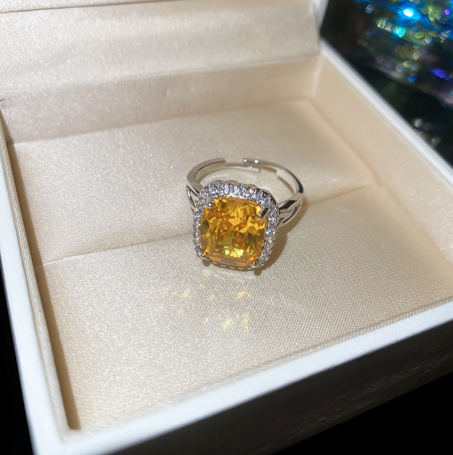 Yellow Cushion Cut ring
