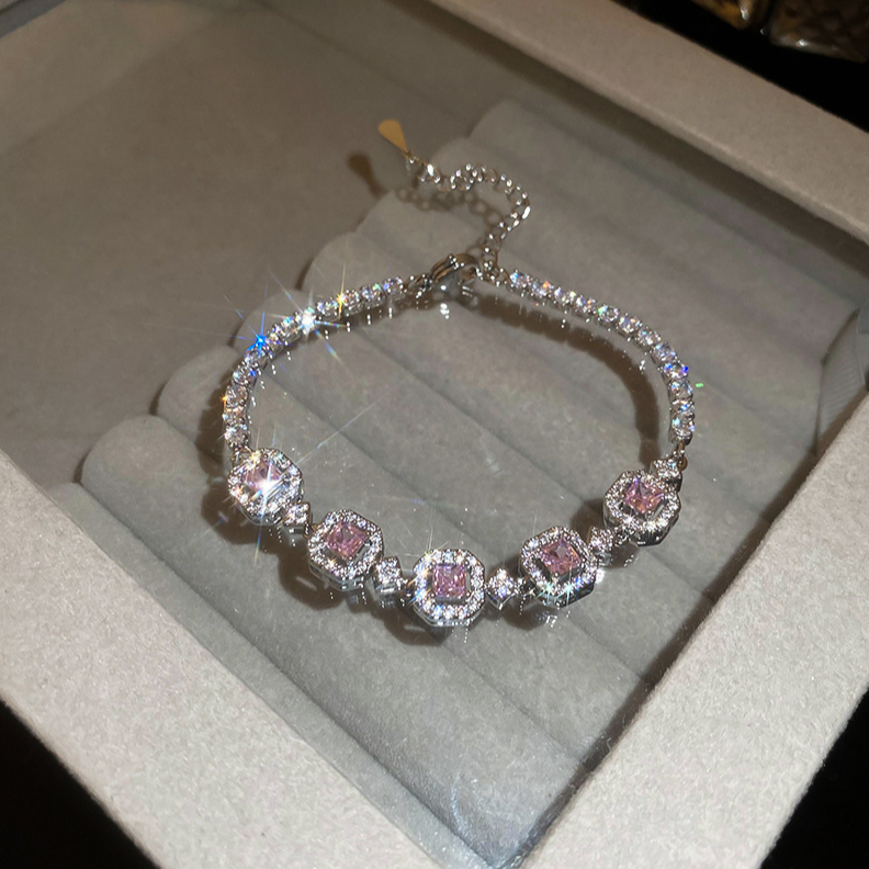 Pink zircon set Mossan bracelet