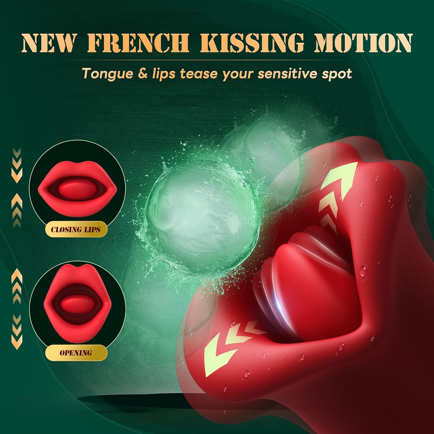 Tongue Sex Toy Vibrator, Rose Sex Stimulator for Women with 10 French Kissing Modes