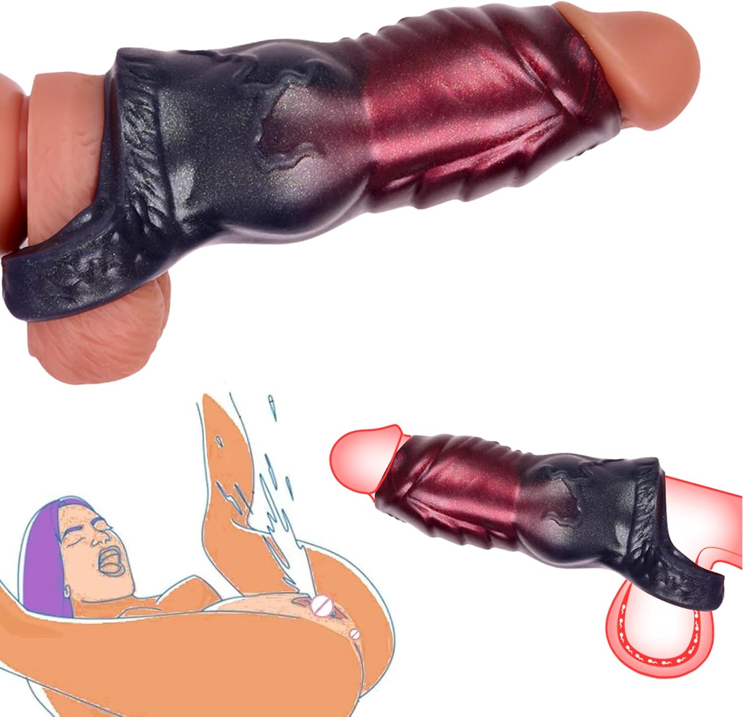 Knot Penis Sleeve Cock Sleeve, Cock Ring Penis Extender Ultra-Soft Penis Enlarger for Couples, Delay Ejaculation Stronger Erection Enhancement, Silicone Penis Rings for Testicles G Spot Stimulation