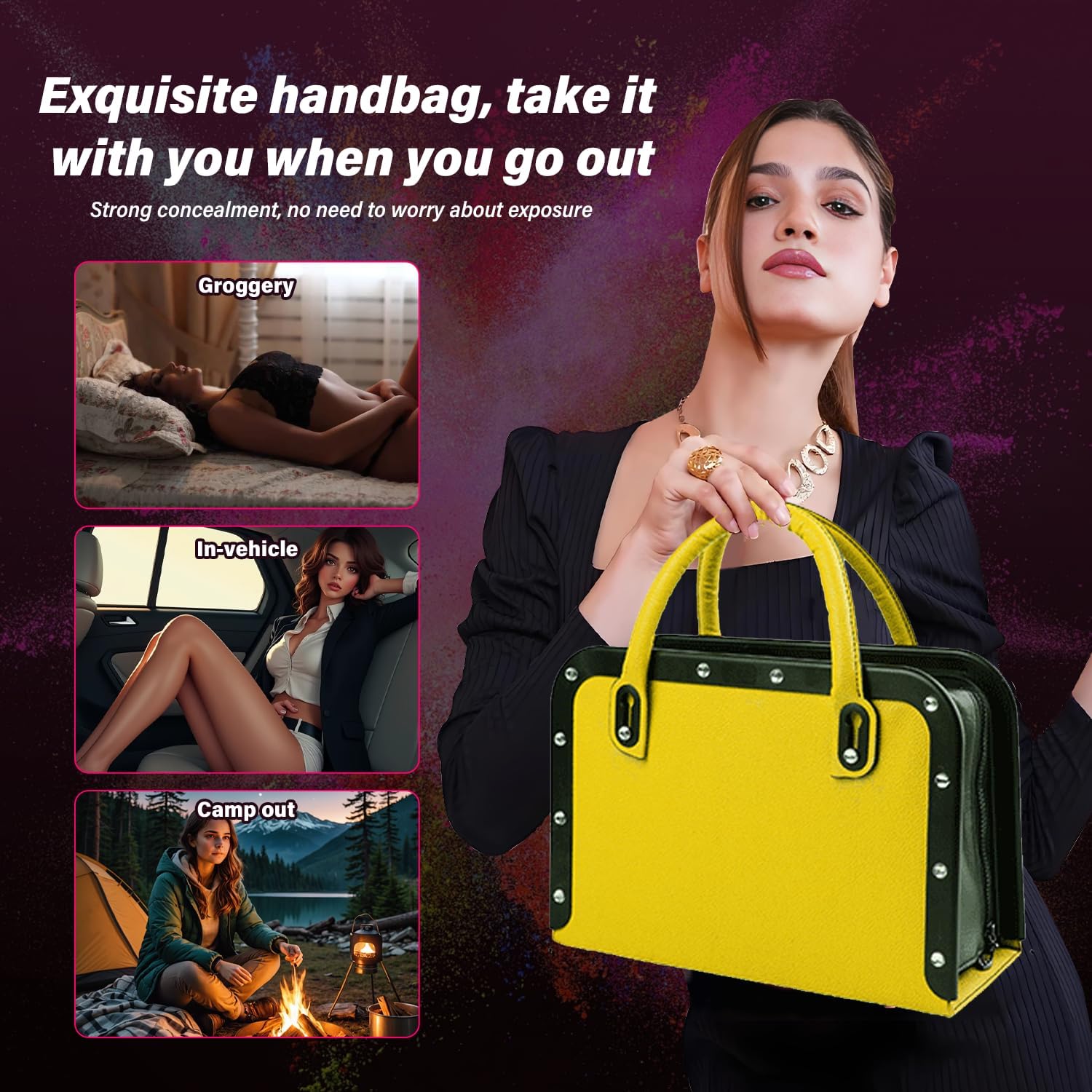 Leather Bag Female Sex Machine, Multi-Speed and Multi-Angle  Pumping Gun With Dildos