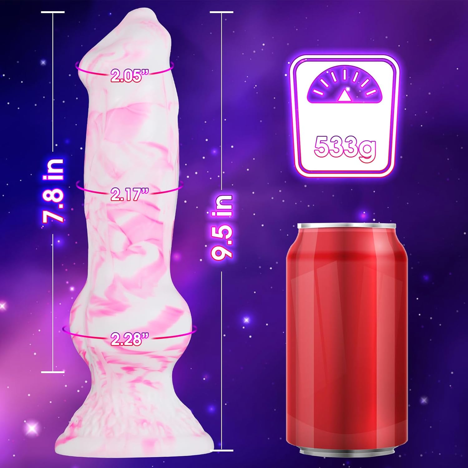 9.5 Inch Silicone Big Thick Bad Wolf Dildos with Suction Cup, Fantasy Canine Dragon Sex Toy for Women Male