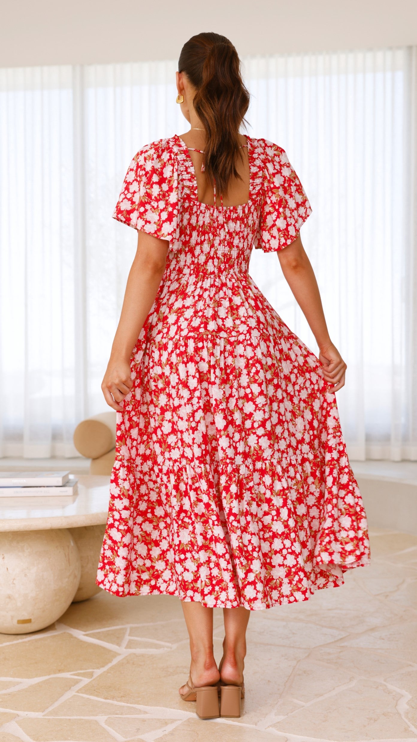 Sammi Midi Dress - Red Floral