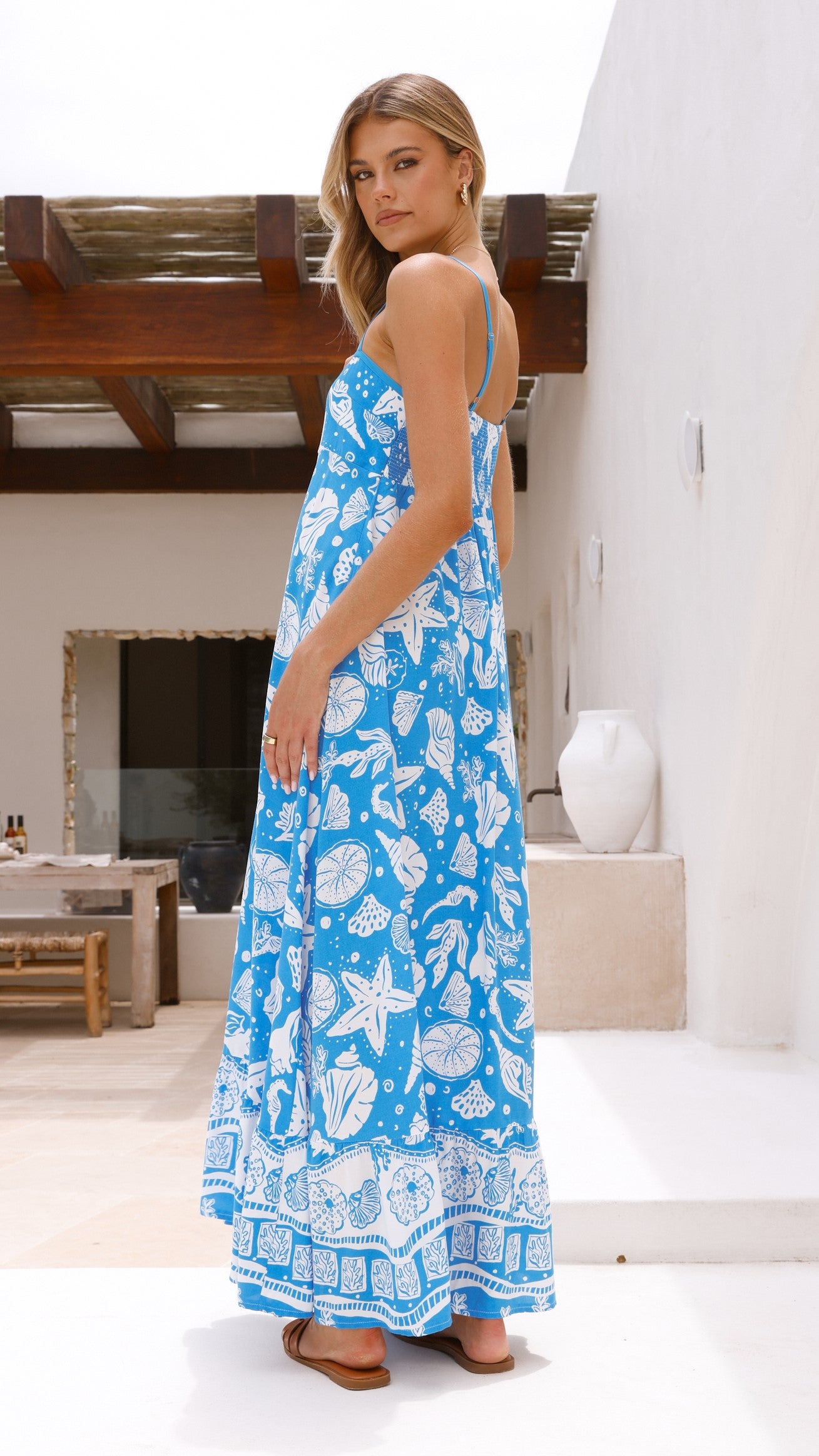 Talleen Maxi Dress - Blue / White