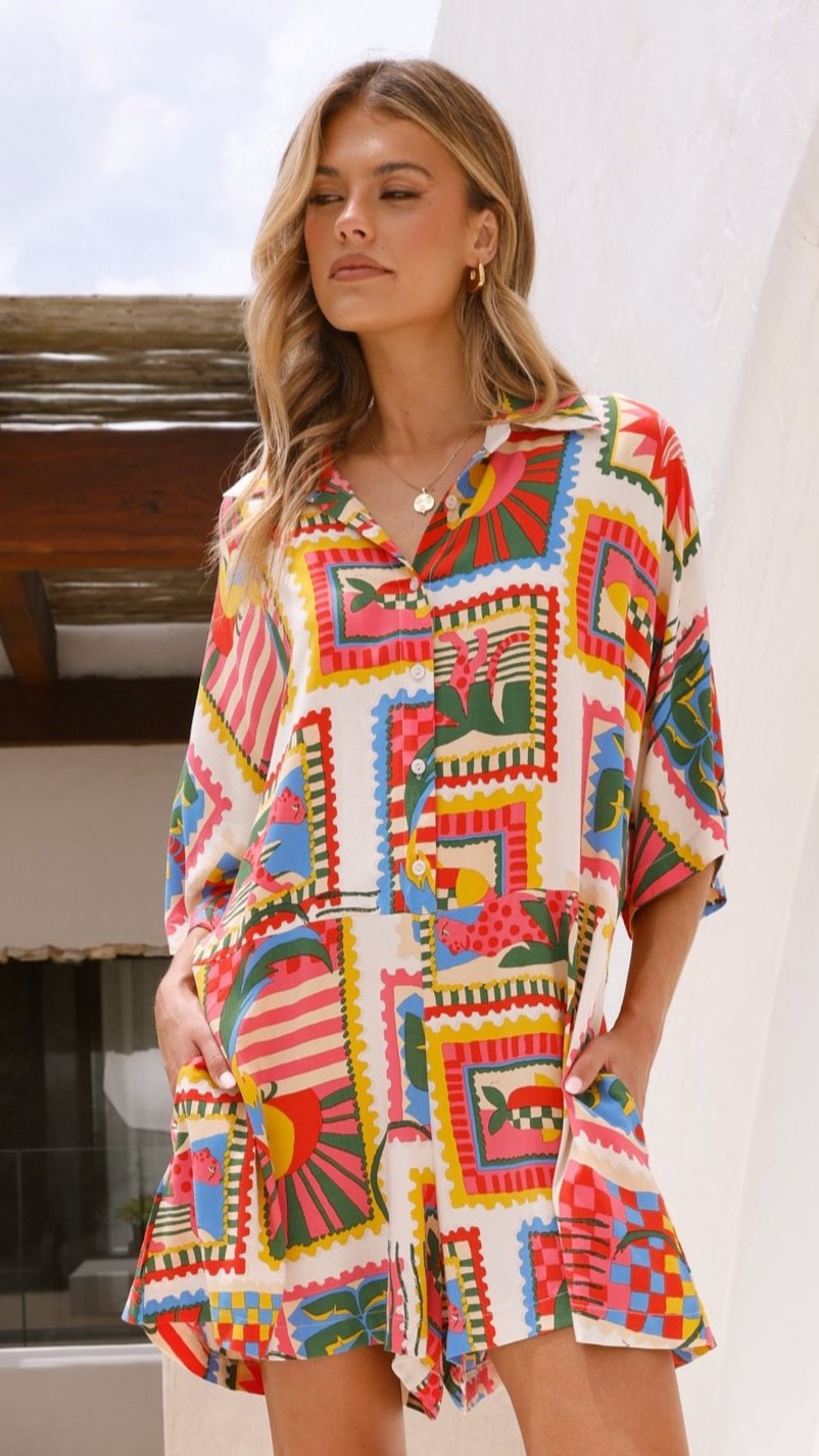 Lelani Playsuit - Tropical Print