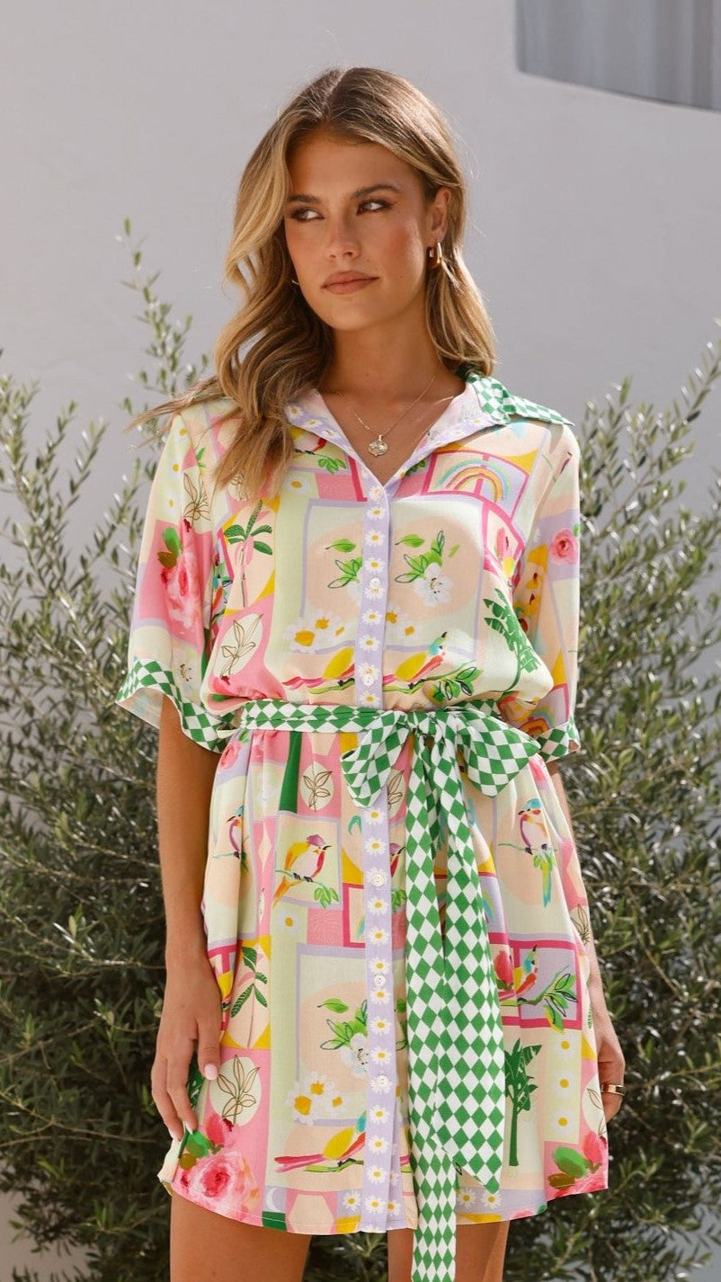 Alaina Mini Dress - Rose Print