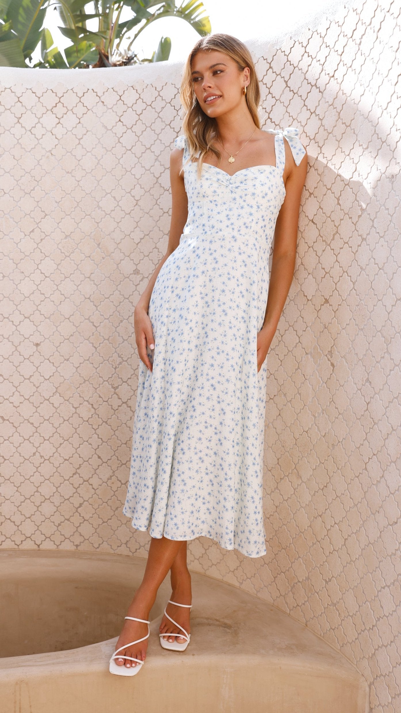 Blakely Midi Dress - Blue Floral