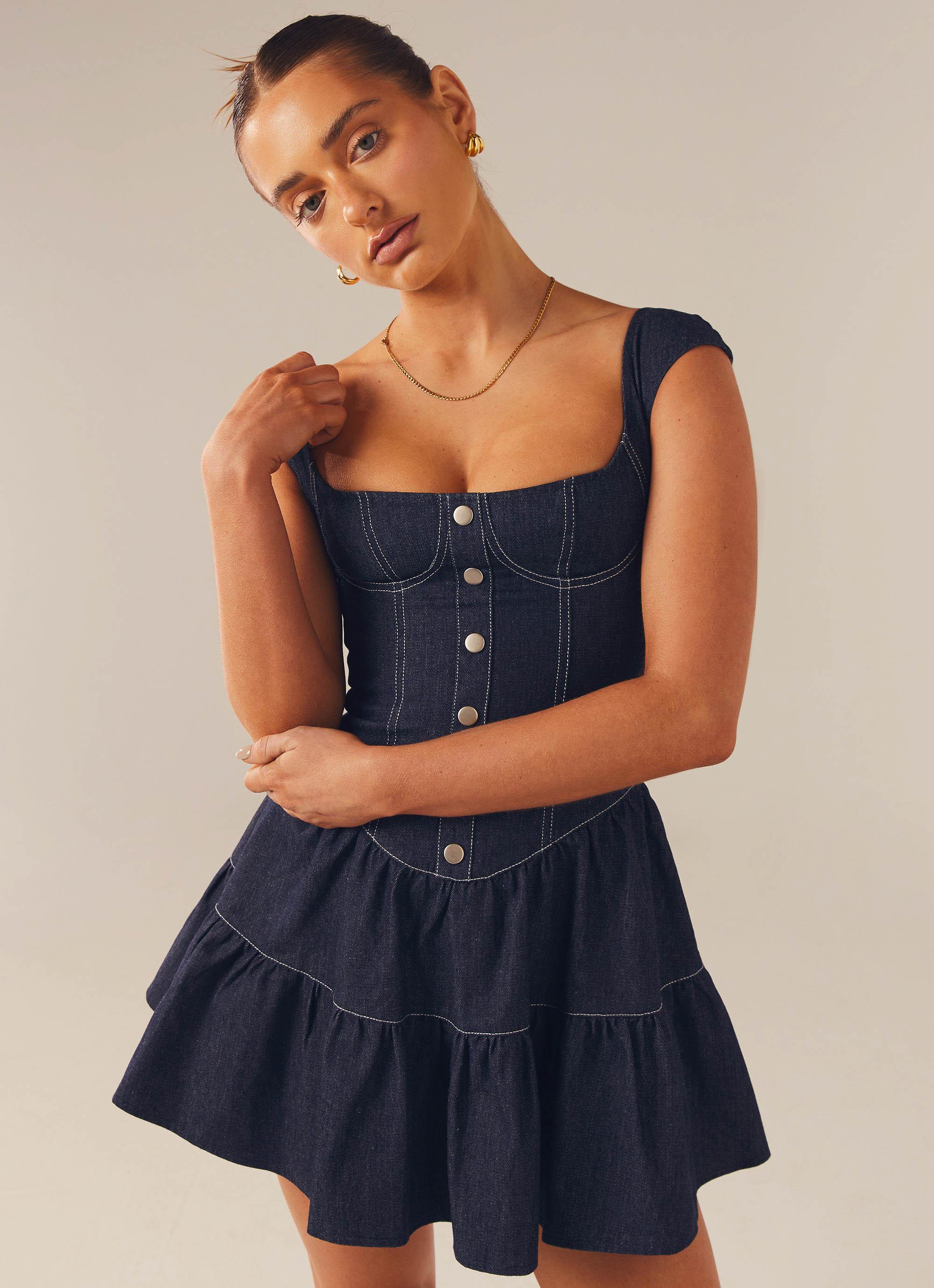 peppermayo denim dress told ya dresses are all I wear now  @peppermayo #peppermayo #gifted . . . . . . . . #discoverunder10k #pinterestinspired #photoinspo #styleinspo #colourfulfeed #stylediaries fashion inspo, Outfit inspo, Outfit to piece for an elevated yet casual look Denim Dresses - Peppermayo US