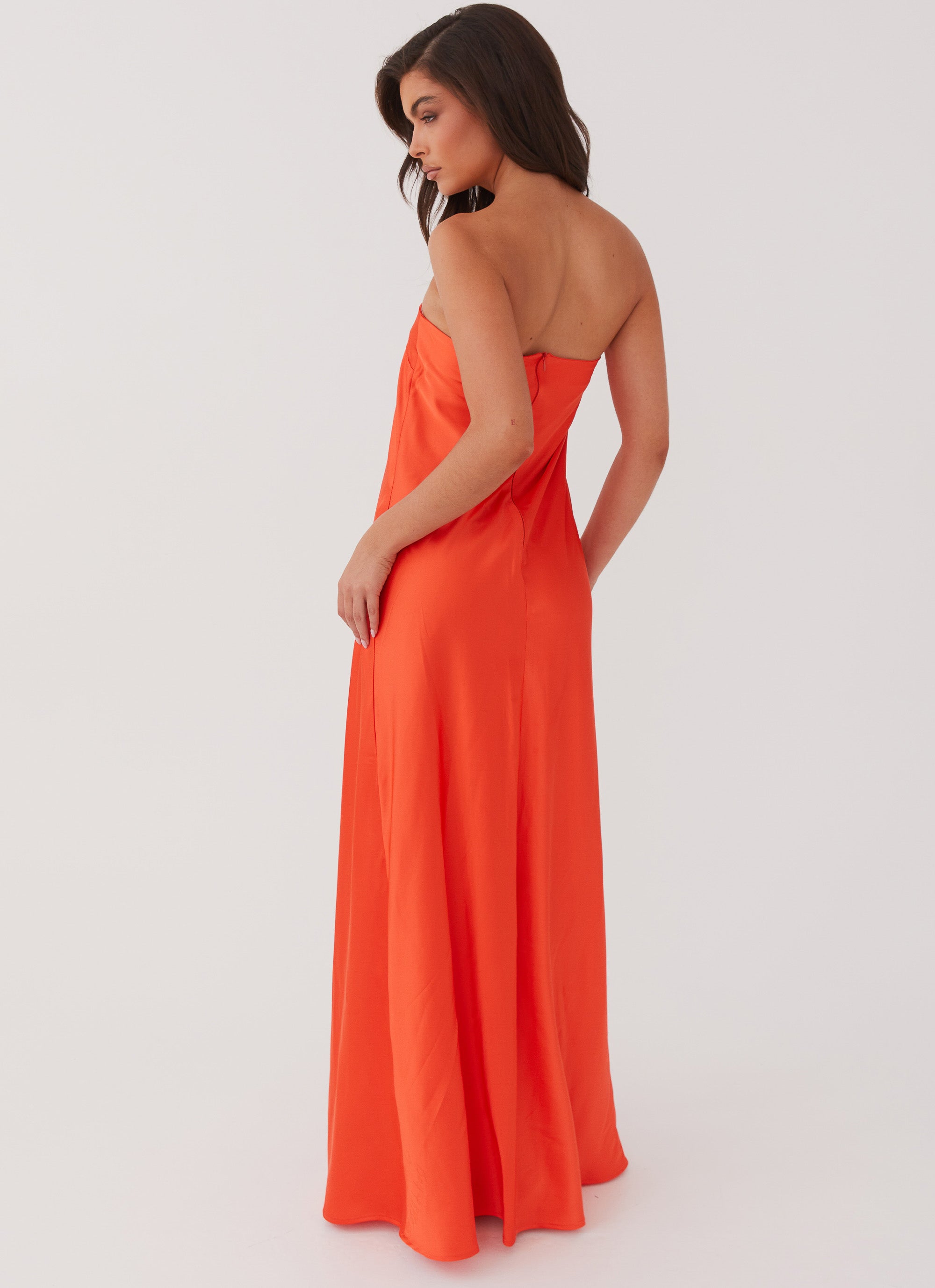 Womens Chantelle Strapless Maxi Dress in the colour Sunset in front of a light grey background