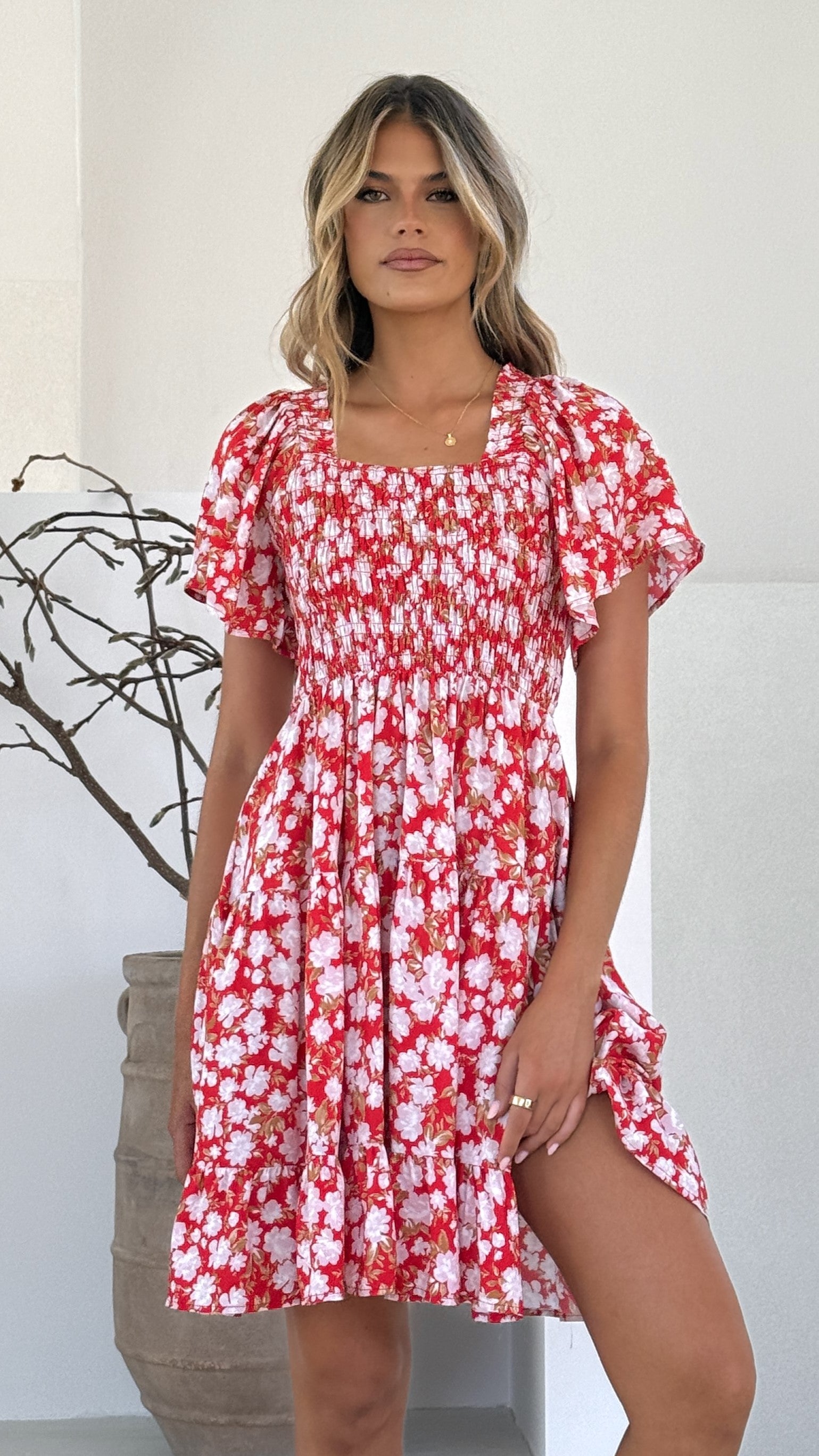 Sammi Mini Dress - Red Floral
