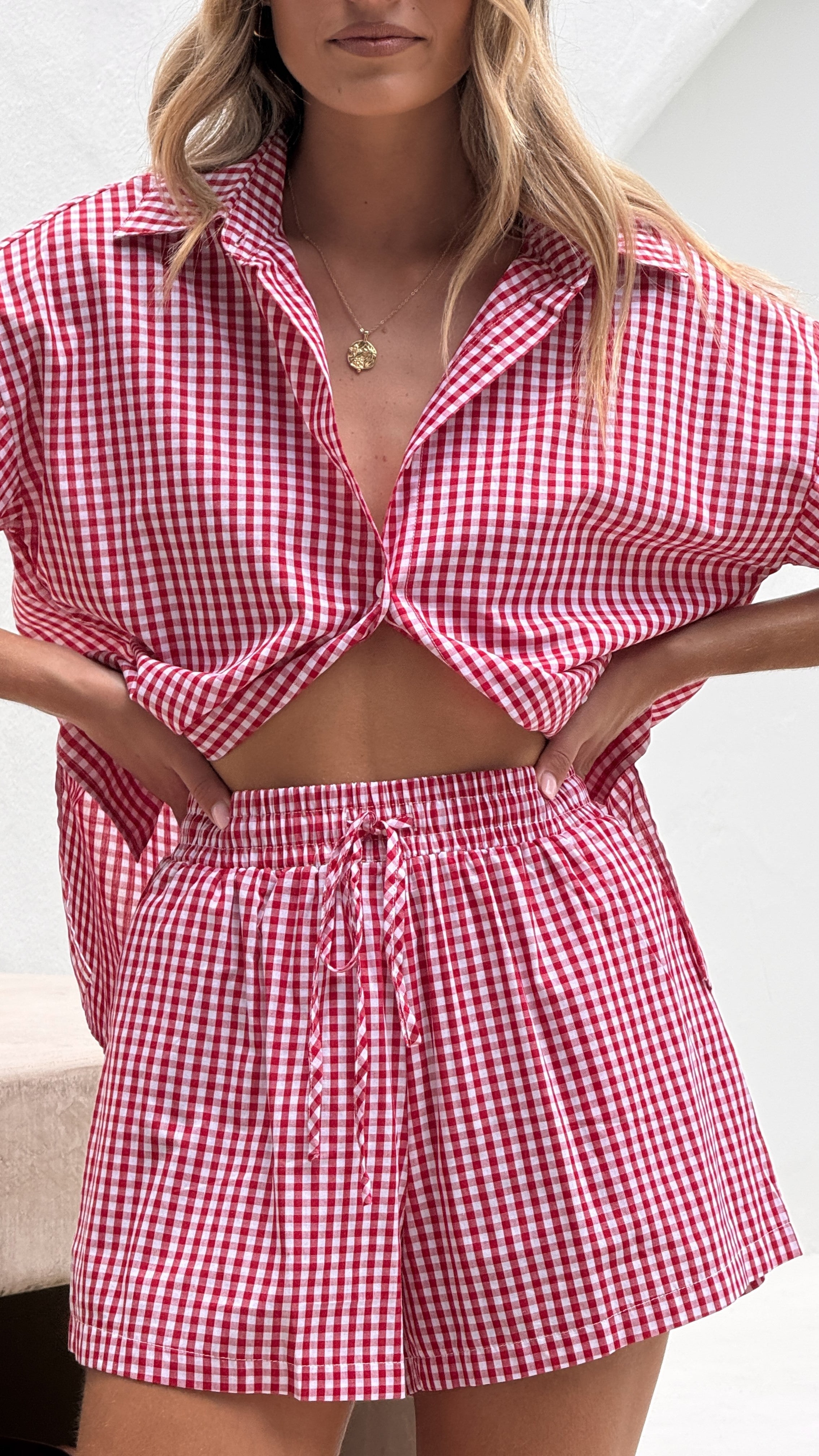 Alma Shorts - Red Gingham