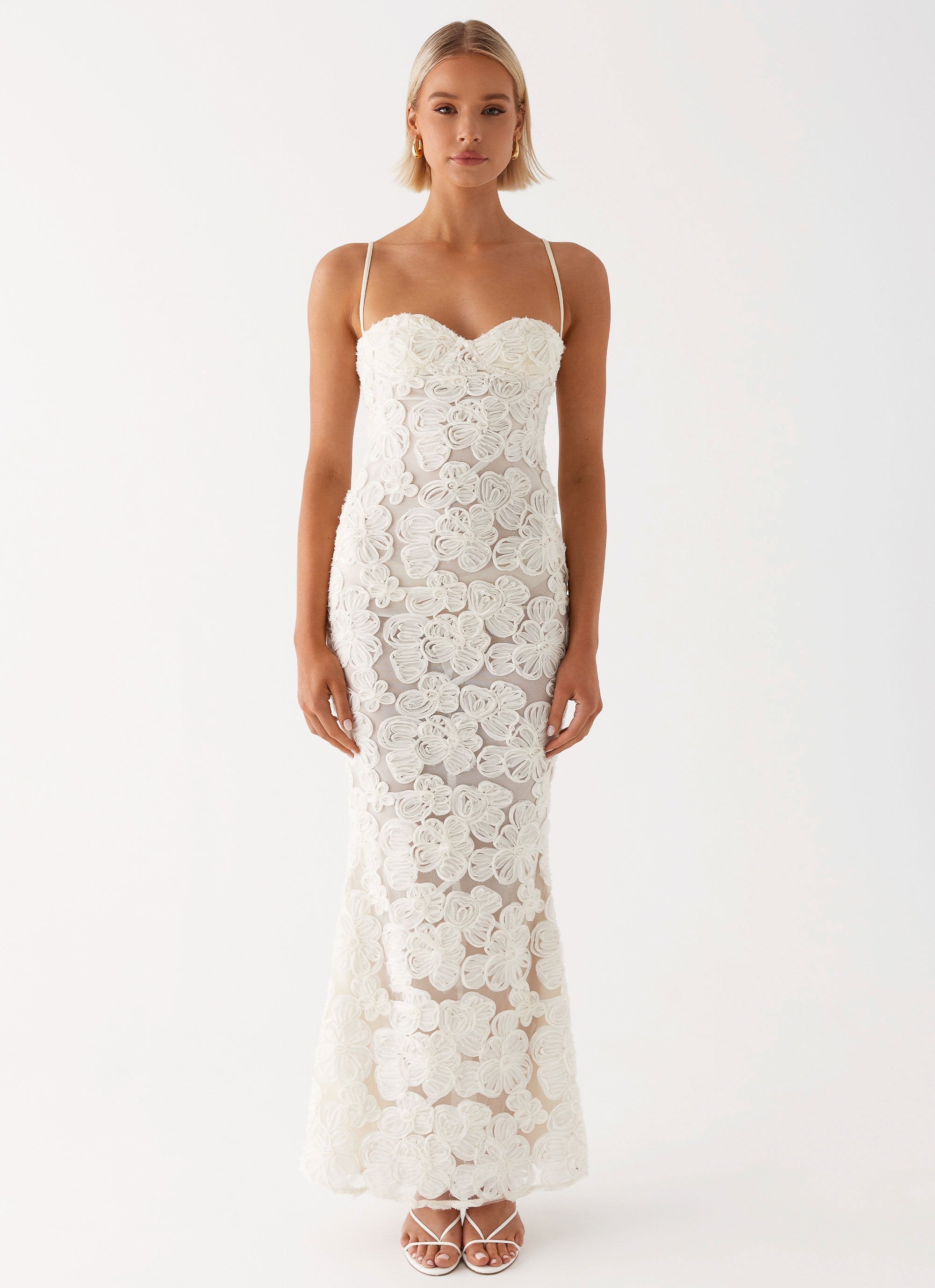 Womens That Girl Maxi Dress in the colour Ivory in front of a light grey background