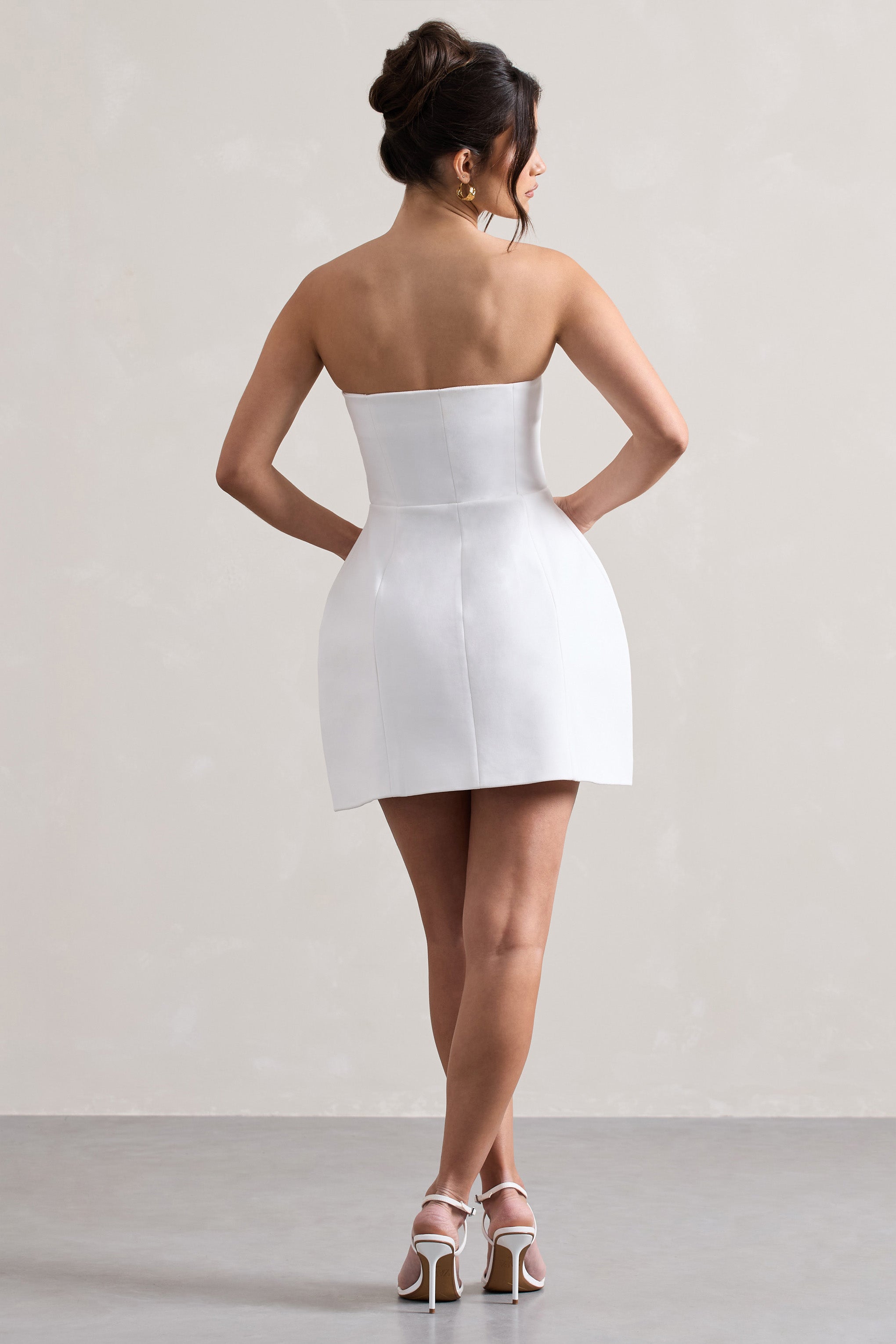 Anniston White Bandeau Tailored Buttoned Mini Dress