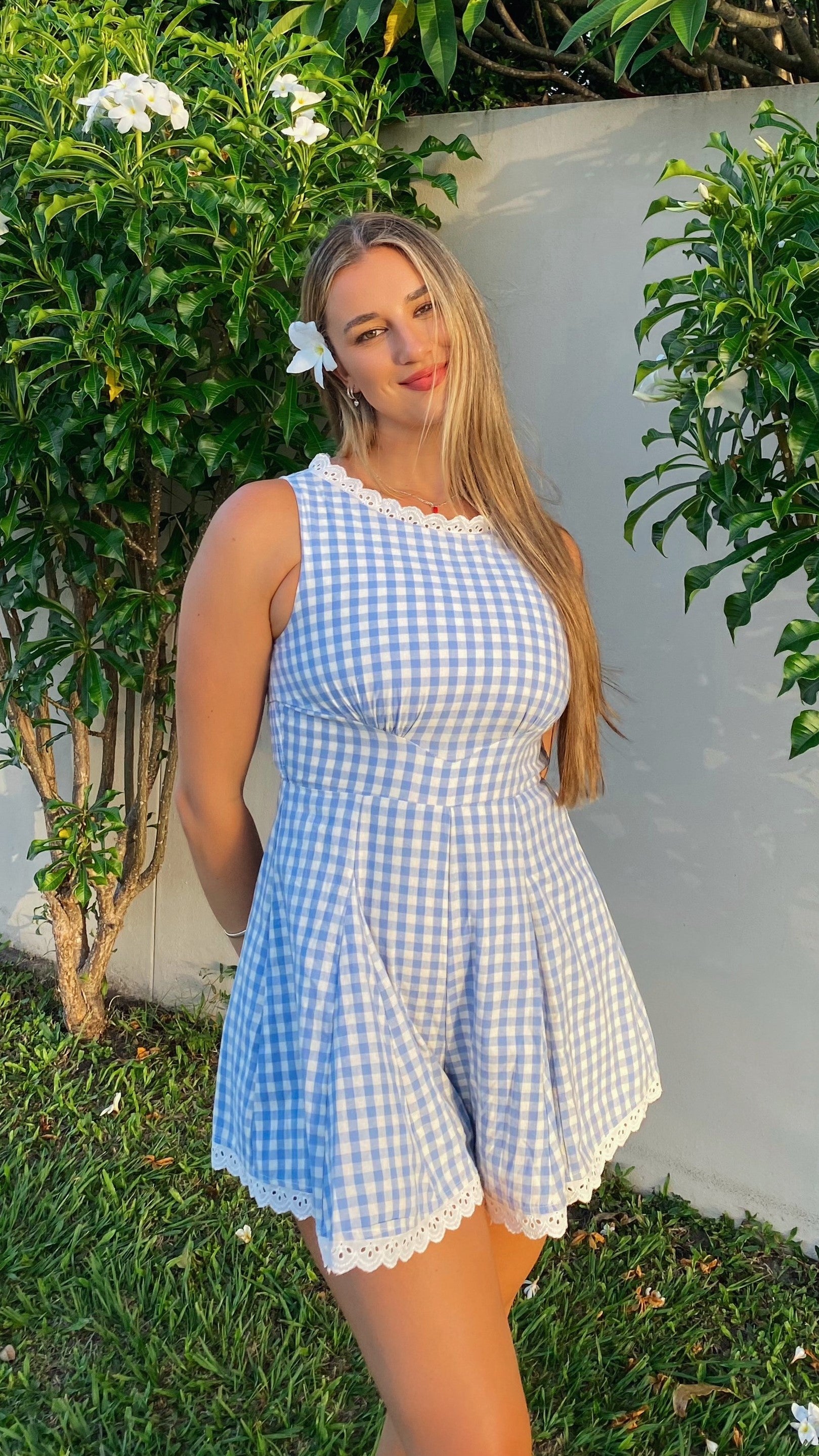 Shiamber Playsuit - Blue Check