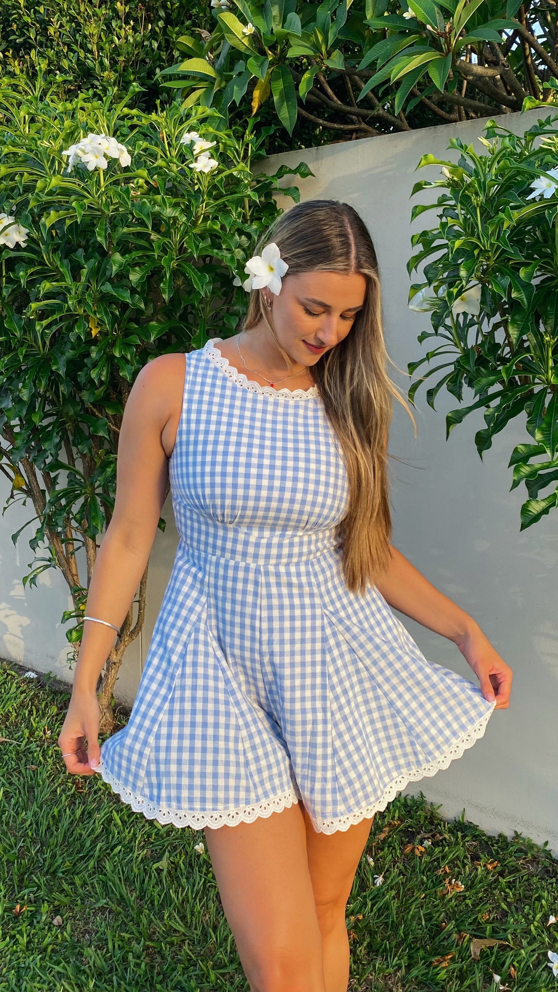 Shiamber Playsuit - Blue Check