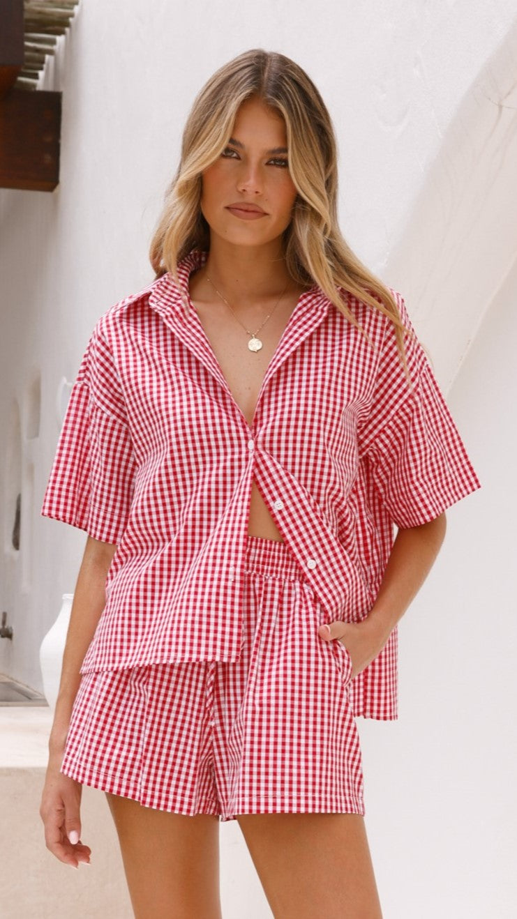 Alma Shorts - Red Gingham