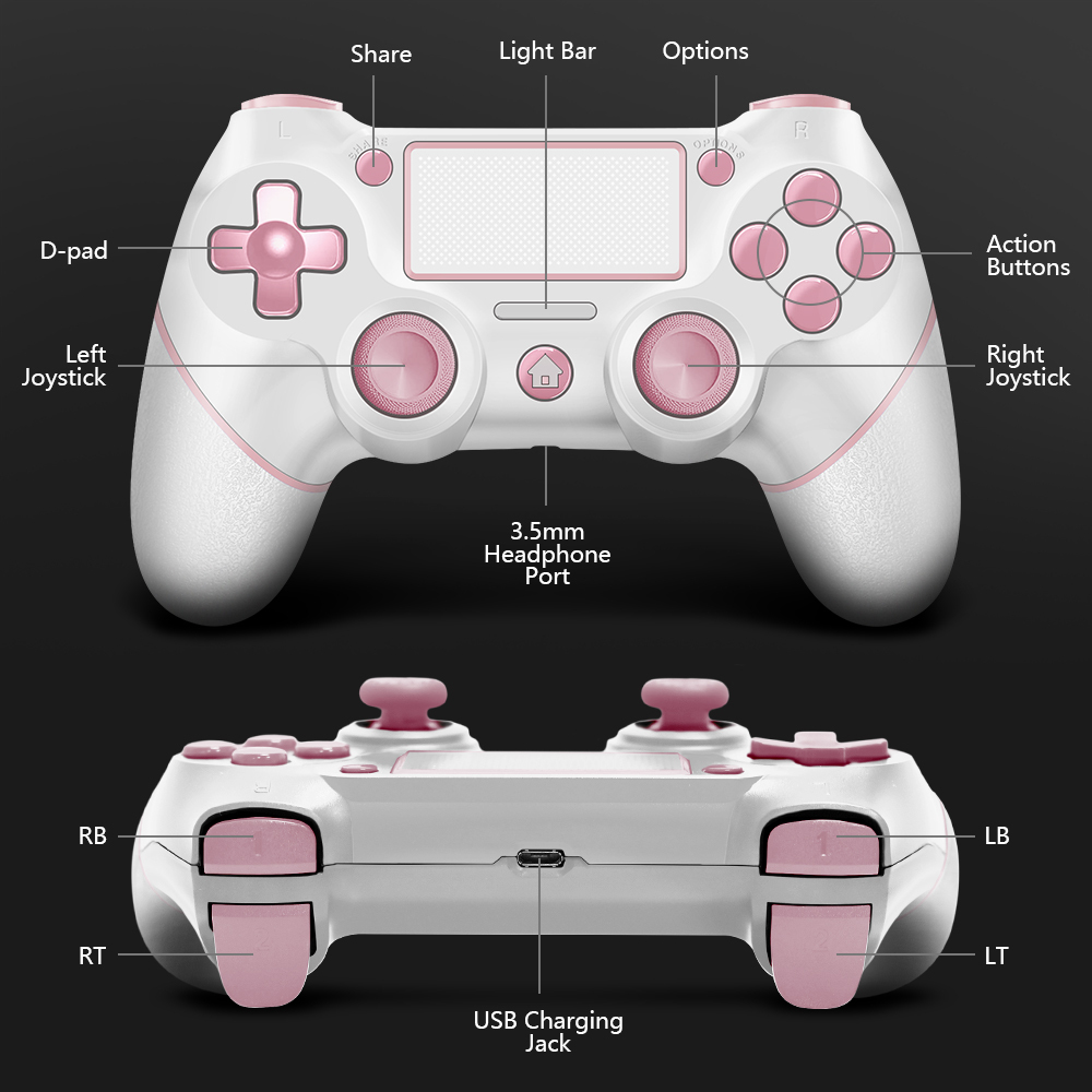 ACE GAMER PLAY Wireless Controller for PS4 - Pink White