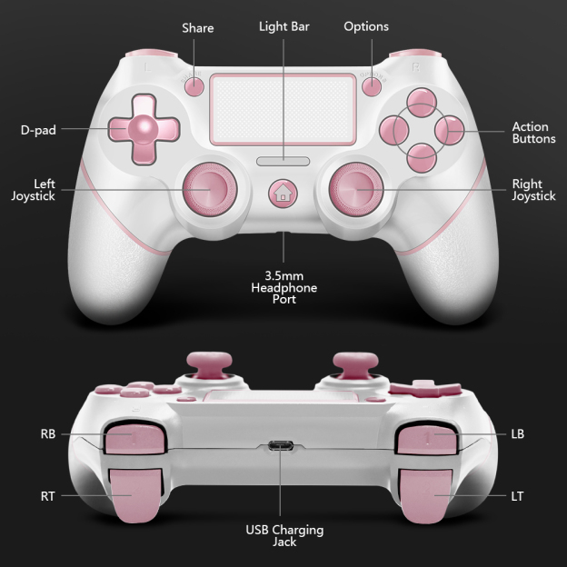ACE GAMER PLAY Wireless Controller for PS4 - Pink White