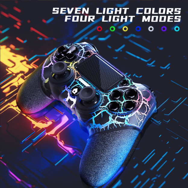 ACE GAMER PLAY Illuminated Wireless Controller for PS4 - Black Cracks