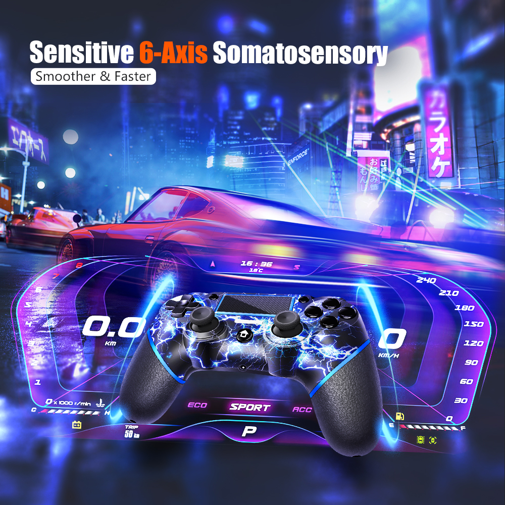 【Ace Gamer】 Wireless Controller for PS4 - Lightning Strike