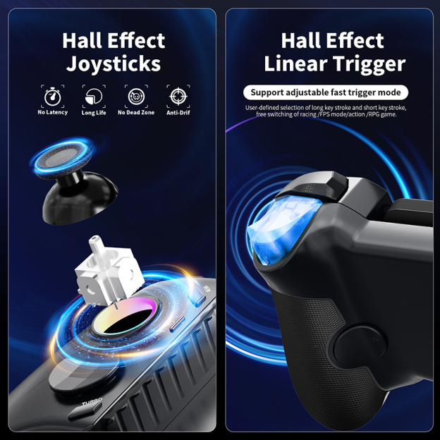 AceGamer C16 Mobile Gaming Controller For Android and iPhone 15 With Hall Effect sticks and Mechanical buttons