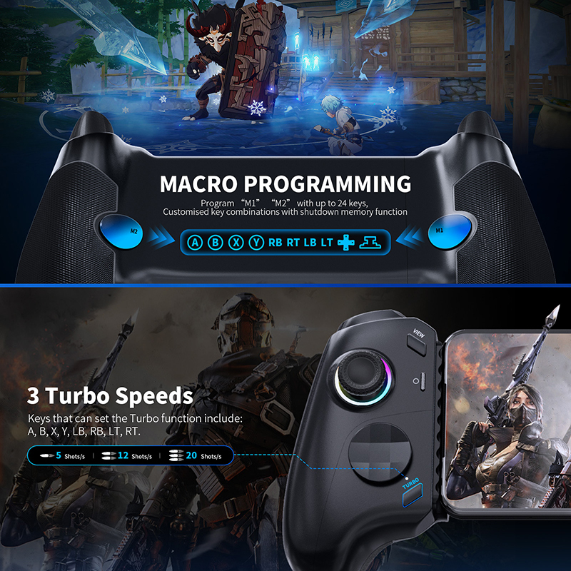 AceGamer C16 Mobile Gaming Controller For Android and iPhone 15 With Hall Effect sticks and Mechanical buttons
