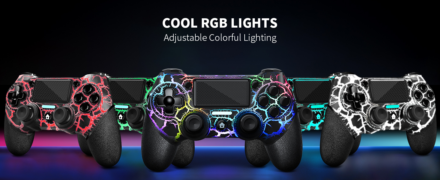 AceGamer Wireless Controller for PS4 - Black Cracks