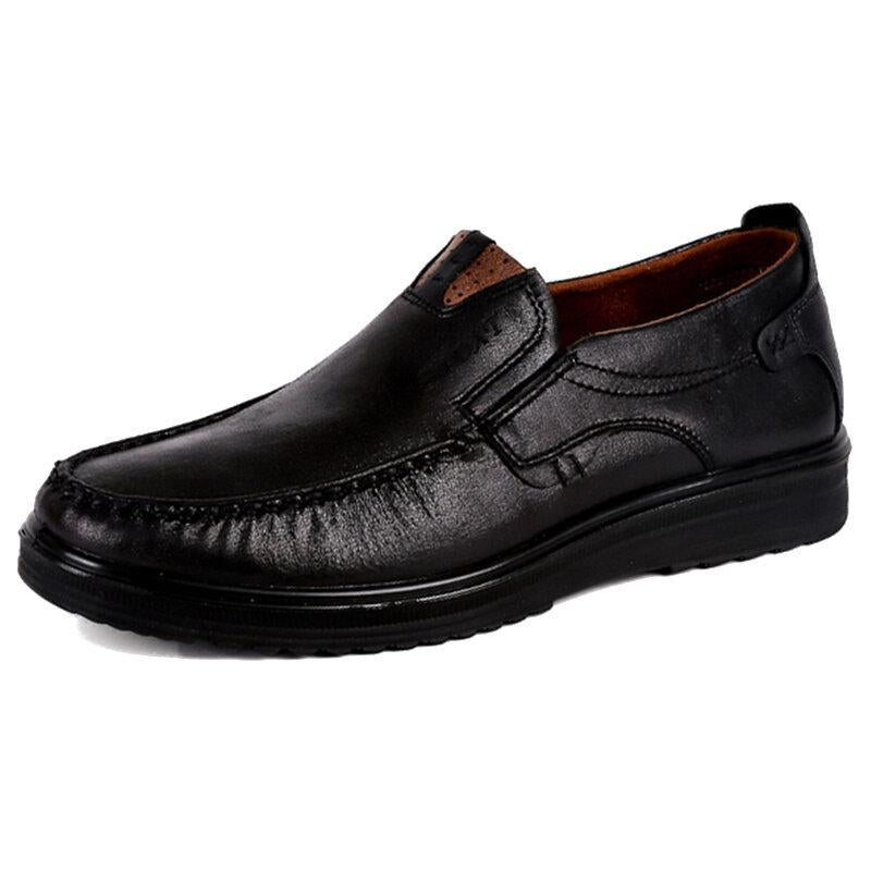 Men Retro Color Leather Large Size Soft Sole Casual Driving Shoes